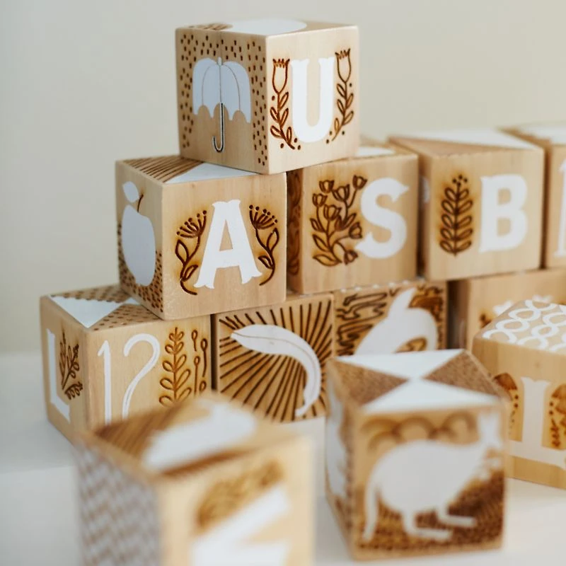 Etched Wooden Baby Blocks