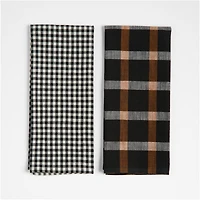 Fall Gingham and Plaid Organic Cotton Kitchen Towels, Set of 2