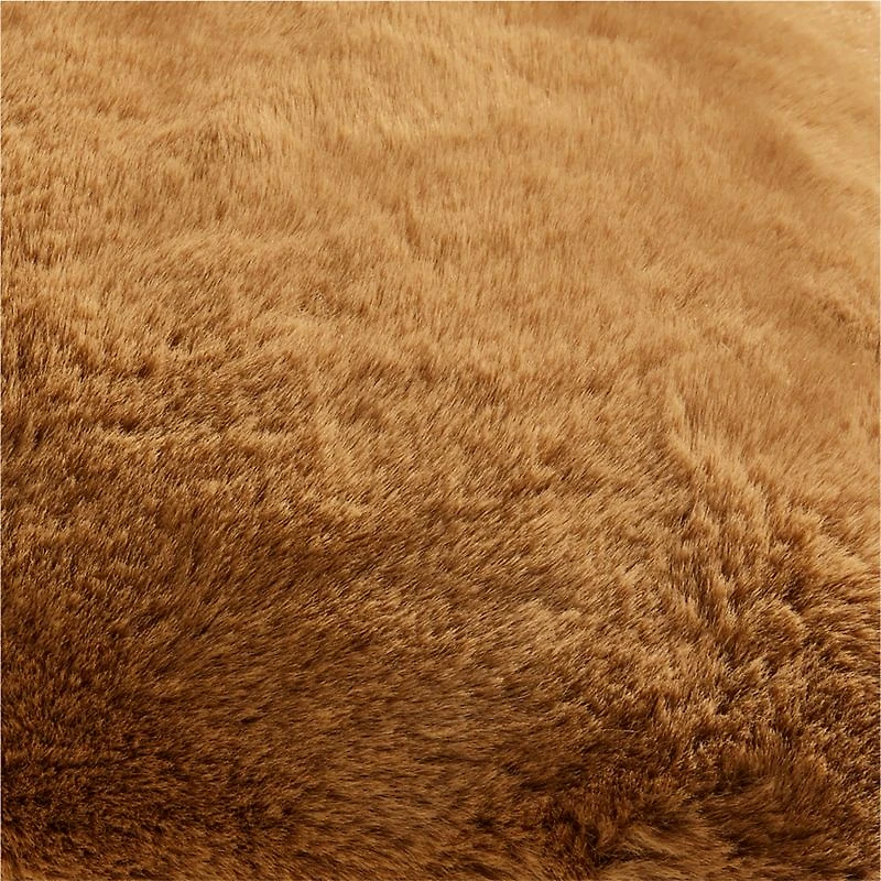 Brulee Brown Faux Fur 23"x23" Throw Pillow Cover