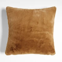 Brulee Brown Faux Fur 23"x23" Throw Pillow Cover
