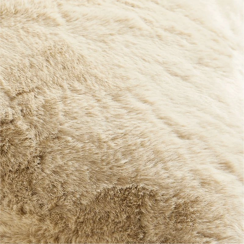 Ginger Beige Faux Fur 23x23 Throw Pillow Cover