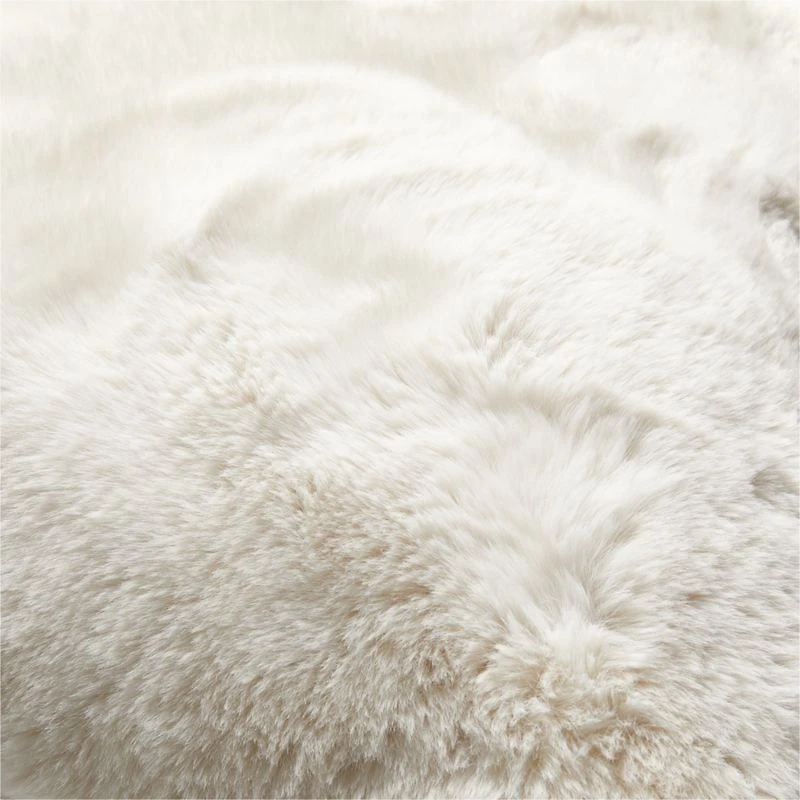 Ivory 23"x23" Faux Fur Throw Pillow with Feather Insert