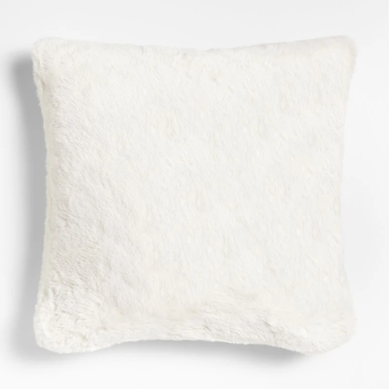 Ivory 23"x23" Faux Fur Throw Pillow with Feather Insert