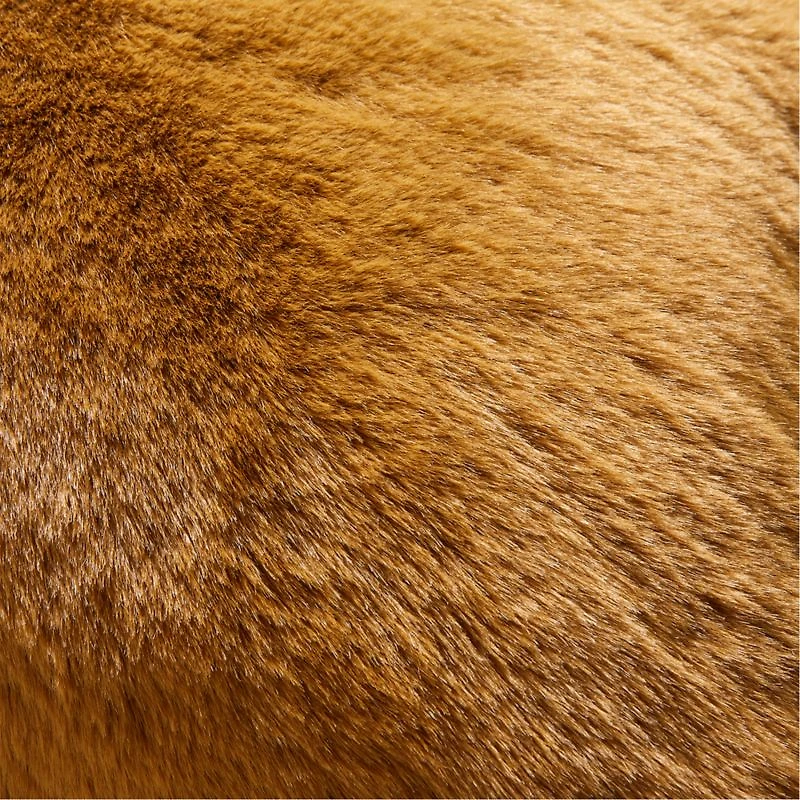36"x16" Caramel Faux Fur Throw Pillow with Feather Insert