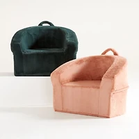 Large Terracotta Pink Faux Fur Kids Lounge Barrel Chair Cover