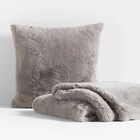 Glacial Grey Faux Fur 23"x23" Throw Pillow with Down-Alternative Insert
