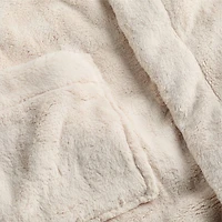 Plush Faux Fur Calm Beige Hooded Bath Robe