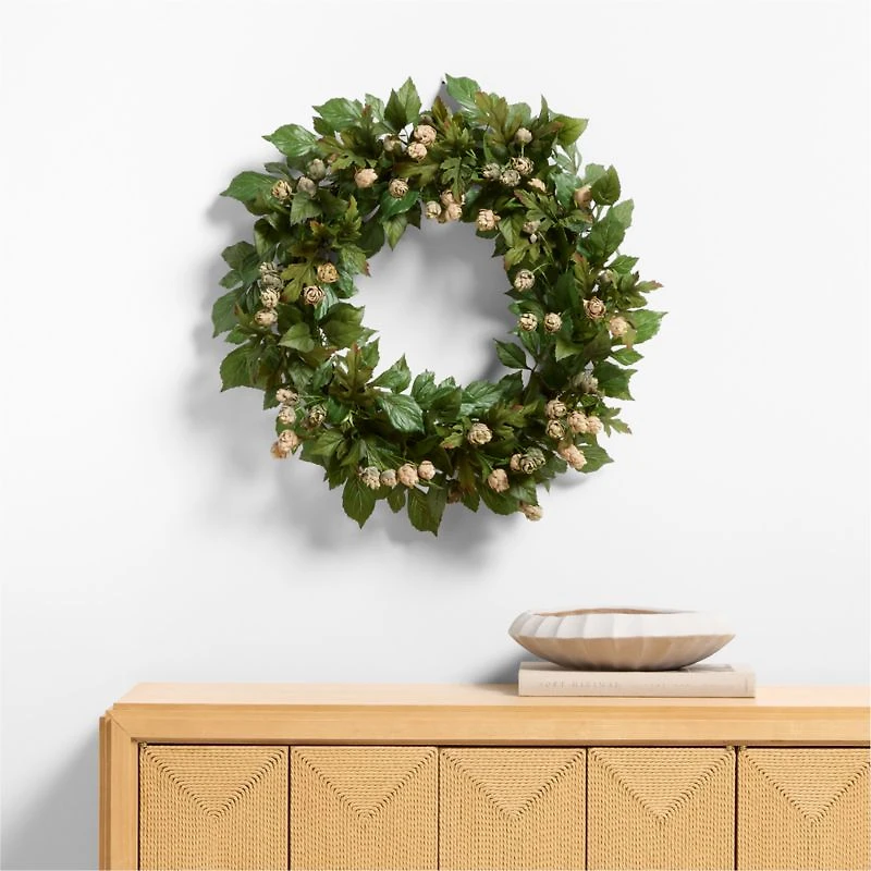 Faux Green Hops Wreath 28"