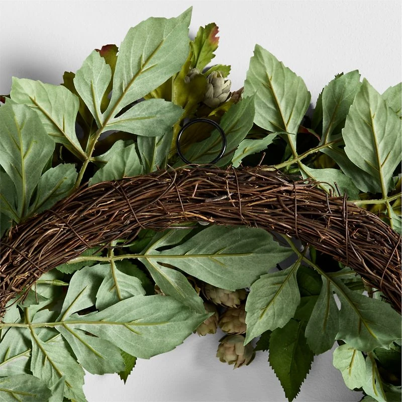 Faux Green Hops Wreath 28"