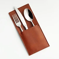 Faux Leather Flatware Pouch