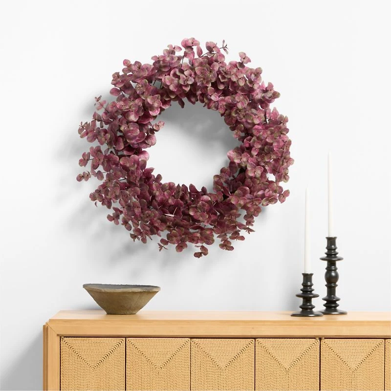 Faux Purple Smokebush Wreath 28"