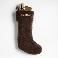Deep Brown Faux Shearling Christmas Stocking