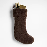 Deep Brown Faux Shearling Christmas Stocking
