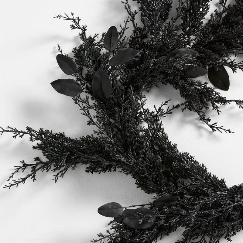 Faux Spooky Black Botanical Garland 6'
