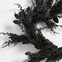 Faux Spooky Black Botanical Garland 6'