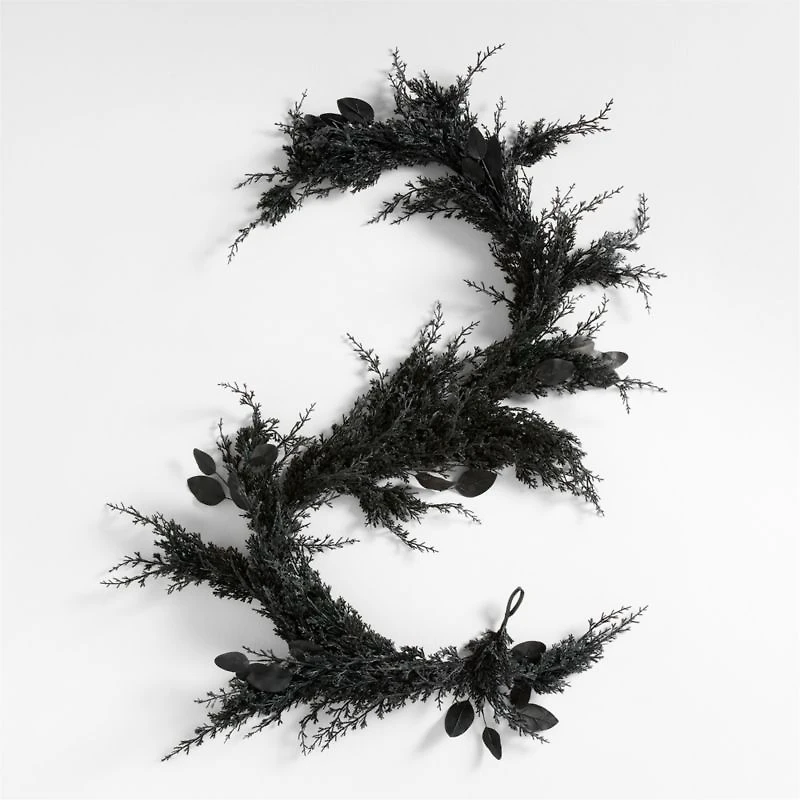 Faux Spooky Black Botanical Garland 6'
