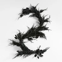Faux Spooky Black Botanical Garland 6'