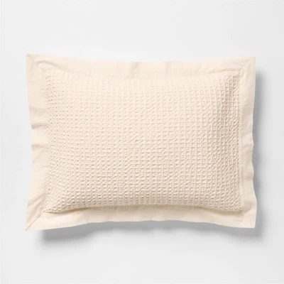 Organic Cotton Waffle Undyed Standard Bed Pillow Sham