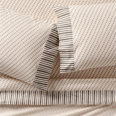 Favorite Washed Organic Cotton Block Print Queen Bed Sheet Set