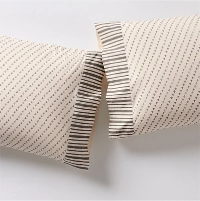Favorite Washed Organic Cotton Block Print Standard Pillowcases, Set of 2