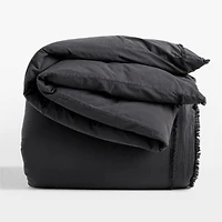 Favorite Washed Organic Cotton Midnight Navy Blue Eyelash Full/Queen Duvet Cover