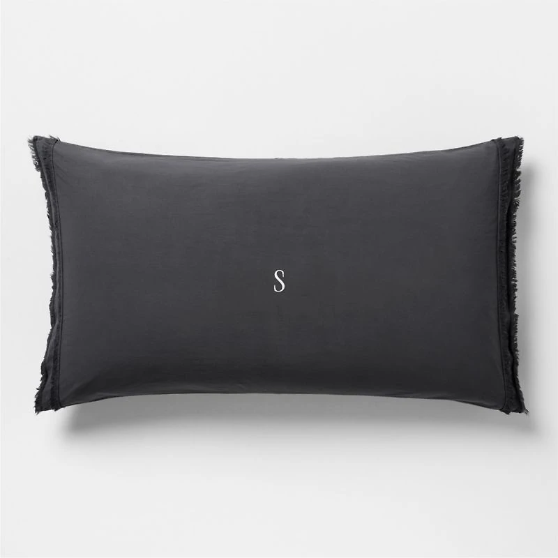 Favorite Washed Organic Cotton Midnight Navy Eyelash King Bed Pillow Sham