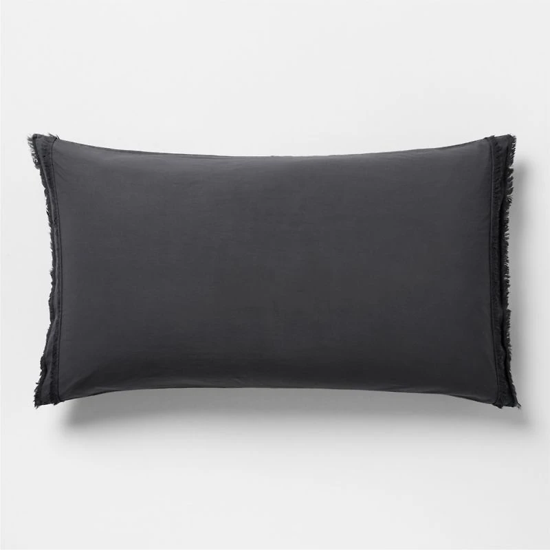 Favorite Washed Organic Cotton Midnight Navy Eyelash King Bed Pillow Sham