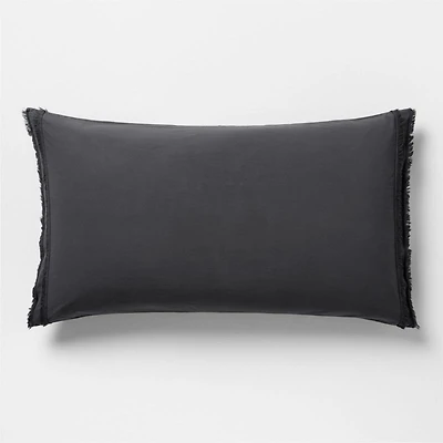 Favorite Washed Organic Cotton Midnight Navy Eyelash King Bed Pillow Sham