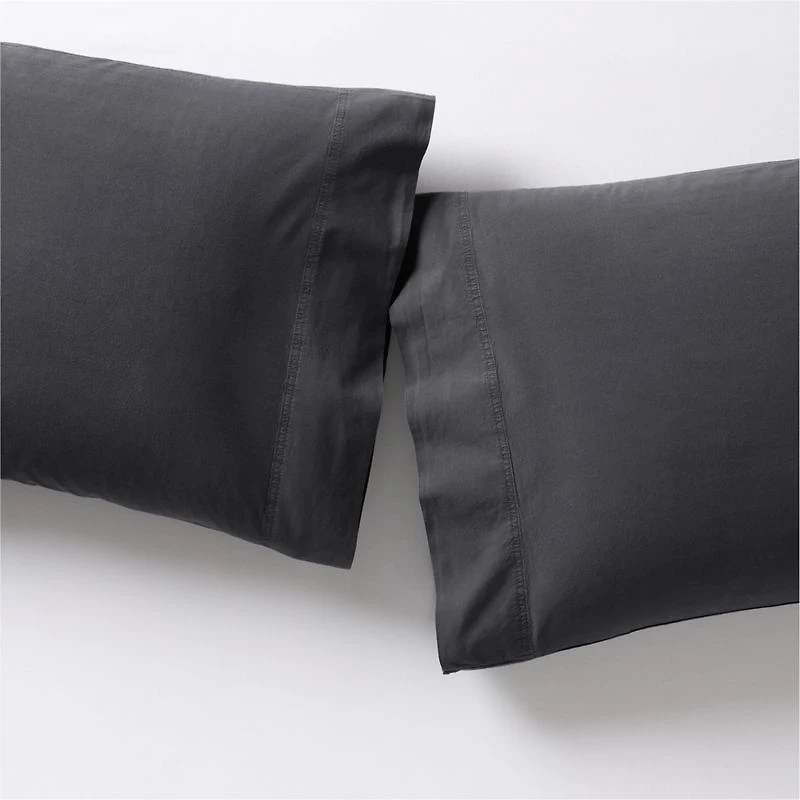 Favorite Washed Organic Cotton Midnight Navy Blue King Pillowcases, Set of 2