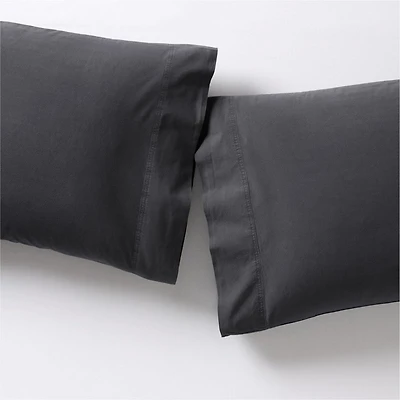 Favorite Washed Organic Cotton Midnight Navy King Pillowcases, Set of 2