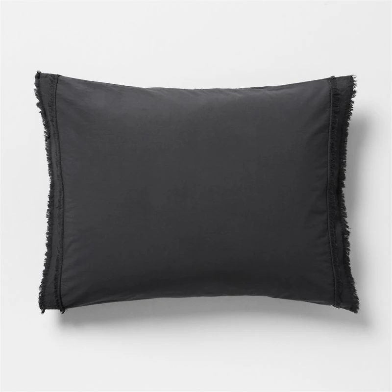 Favorite Washed Organic Cotton Midnight Navy Eyelash King Bed Pillow Sham