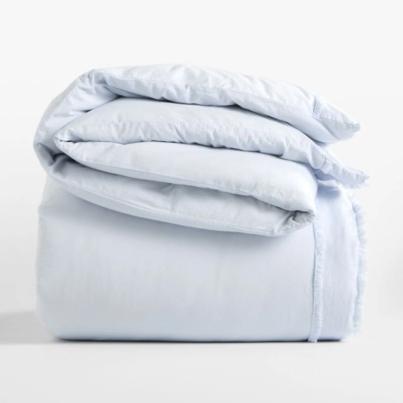 Favorite Washed Organic Cotton Pale Blue Eyelash Full/Queen Duvet Cover