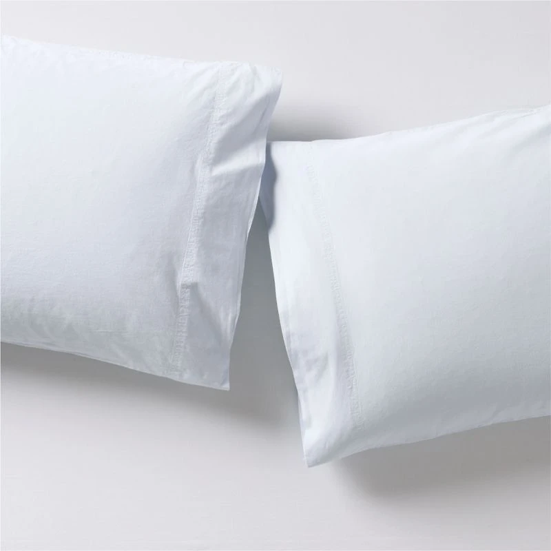Favorite Washed Organic Cotton Pale Blue Standard Pillowcases, Set of 2
