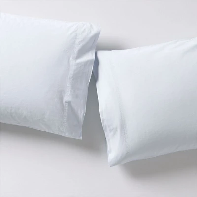Favorite Washed Organic Cotton Pale Blue Standard Pillowcases, Set of 2