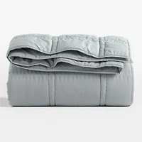 Favorite Washed Organic Cotton Percale Mist Blue King Comforter