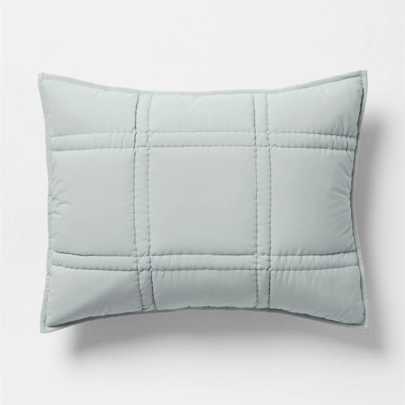 Favorite Washed Organic Cotton Percale Mist Blue King Comforter Bed Pillow Sham