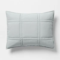 Favorite Washed Organic Cotton Percale Mist Blue King Comforter Bed Pillow Sham