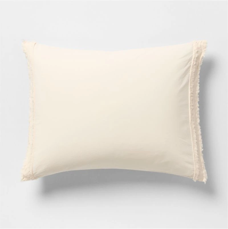 Favorite Washed Organic Cotton Undyed Eyelash King Bed Pillow Sham