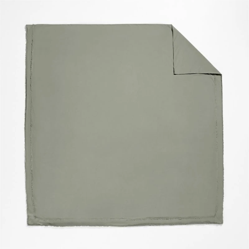 Favorite Washed Organic Cotton Shadow Sage Green Eyelash Full/Queen Duvet Cover