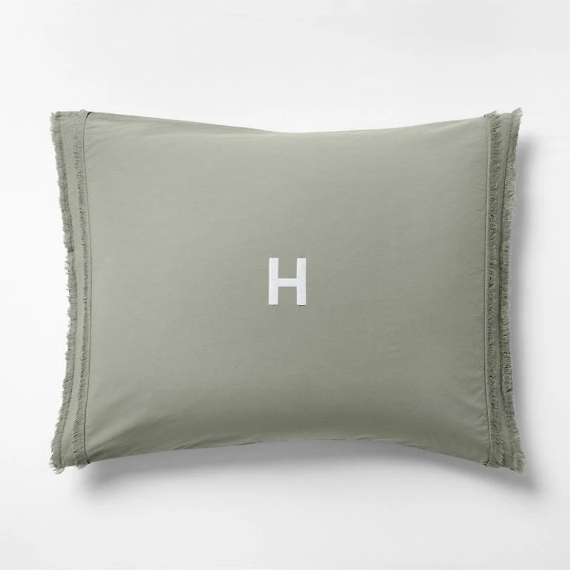 Favorite Washed Organic Cotton Shadow Sage Green Eyelash Standard Bed Pillow Sham