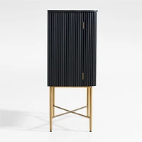 Fayette Black Nero Marquina Fluted Bar Cabinet