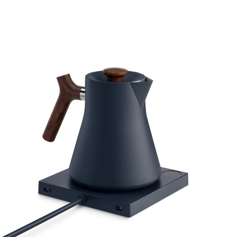Fellow Corvo EKG Electric Tea Kettle in Stone Blue with Walnut Accents