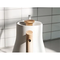 Fellow Stagg EKG Electric Tea Kettle in Matte White with Maple Accents