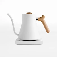 Fellow Stagg EKG Electric Tea Kettle in Matte White with Maple Accents