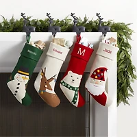 Ivory Felt Santa Kids Christmas Stocking
