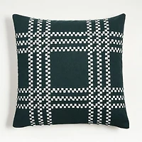 Spruce Green Felted Wool Plaid 23"x23" Holiday Throw Pillow Cover