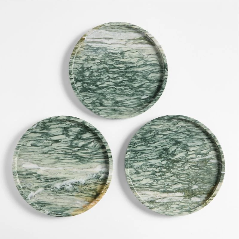 Fern Green 12.5" Round Marble Tray