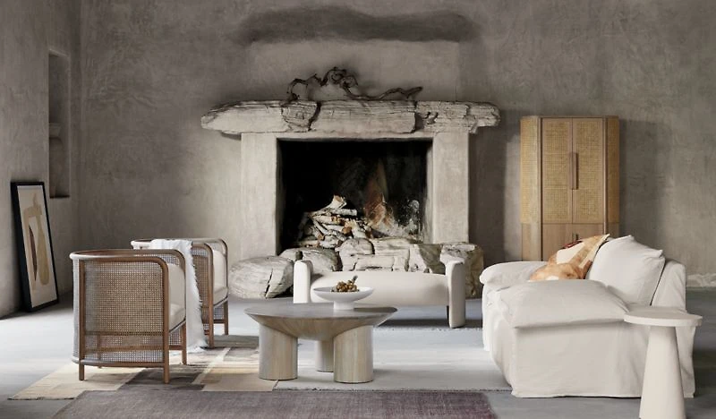 Fields Cane Back White Accent Chair