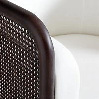 Fields Cane Back Dark Brown and White Swivel Accent Chair by Leanne Ford