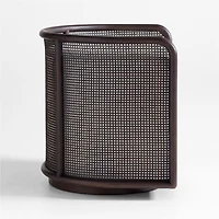 Fields Cane Back Dark Brown and White Swivel Accent Chair by Leanne Ford